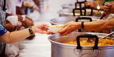 Volunteering at a soup kitchen
